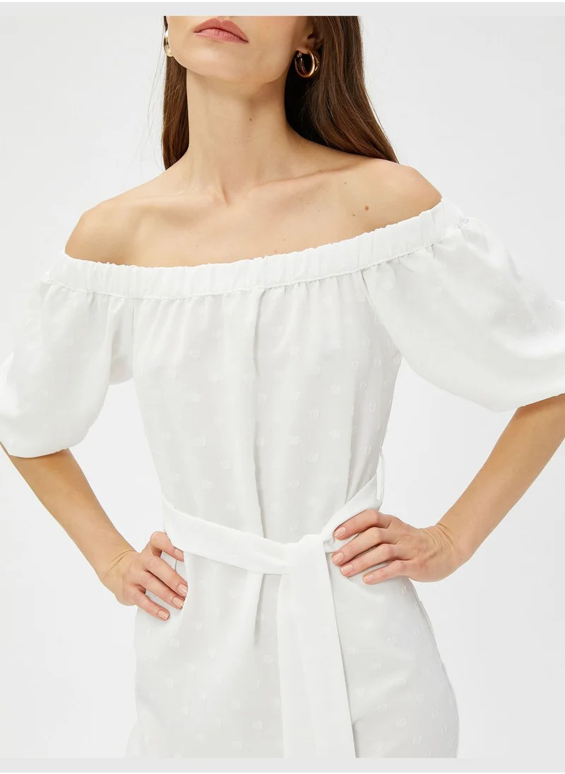 KOTON Midi Dress Off the Shoulder Belted