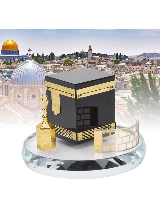 HOMESTAR Islamic Decor Model, Muslim Crystal Gilded Kaaba Model Islamic Architecture Handicraft Crystal Collectible Figurines for Car Home Desktop Decoration - Image 4