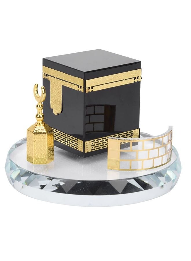 HOMESTAR Islamic Decor Model, Muslim Crystal Gilded Kaaba Model Islamic Architecture Handicraft Crystal Collectible Figurines for Car Home Desktop Decoration - Image 1