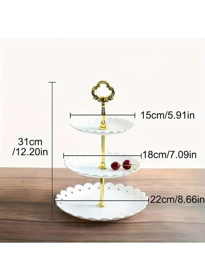 Black 3 Tier Cake Stand With Golden Rim For Desserts And Parties - Image 5