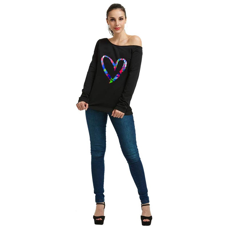 MAGICMK 80s Outfit for Women,Off Shoulder Long Sleeve,80s Outfit Sweatshirt Slouchy Printed Neon Long Tunics Top for Party (3XL) - Image 2