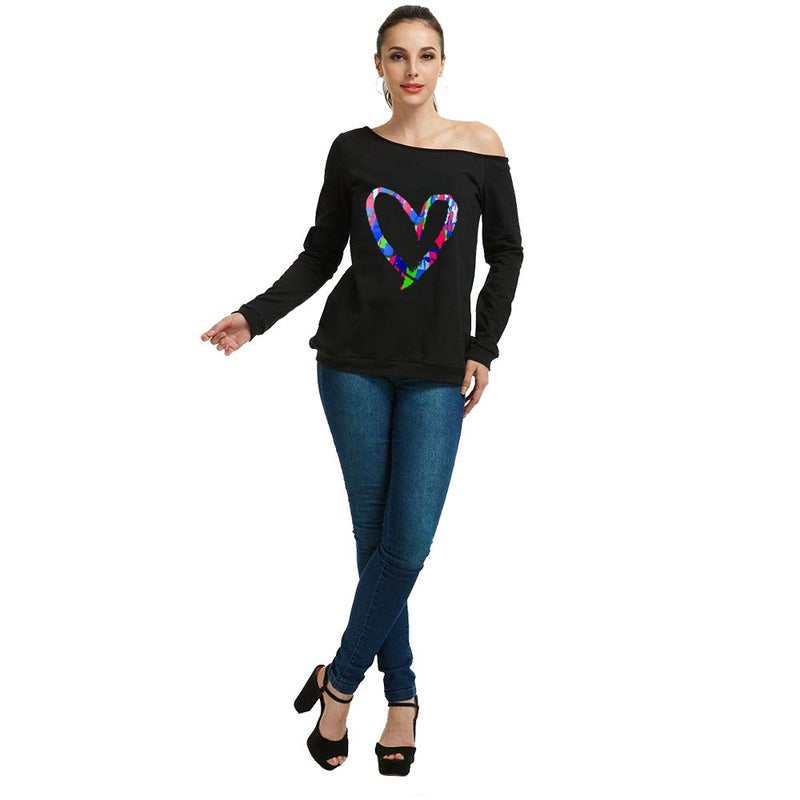 MAGICMK 80s Outfit for Women,Off Shoulder Long Sleeve,80s Outfit Sweatshirt Slouchy Printed Neon Long Tunics Top for Party (3XL) - Image 4
