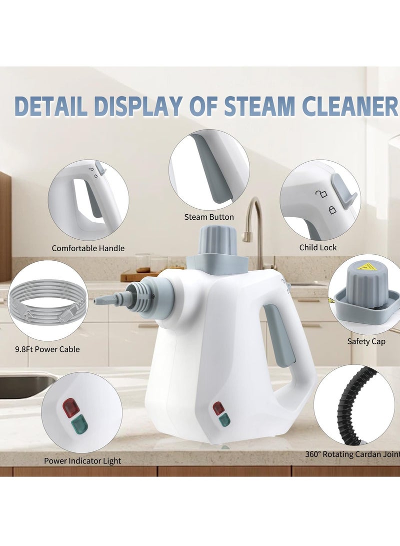 ET-LIFE Steam Cleaner, 1050W, 3 Bar Steam Pressure, 400ml Capacity, with 9pcs Accessory, High Temperature Kills 99.99% of Viruses & Bacteria for Kitchen Sofa Bathroom Car Window  - Image 2