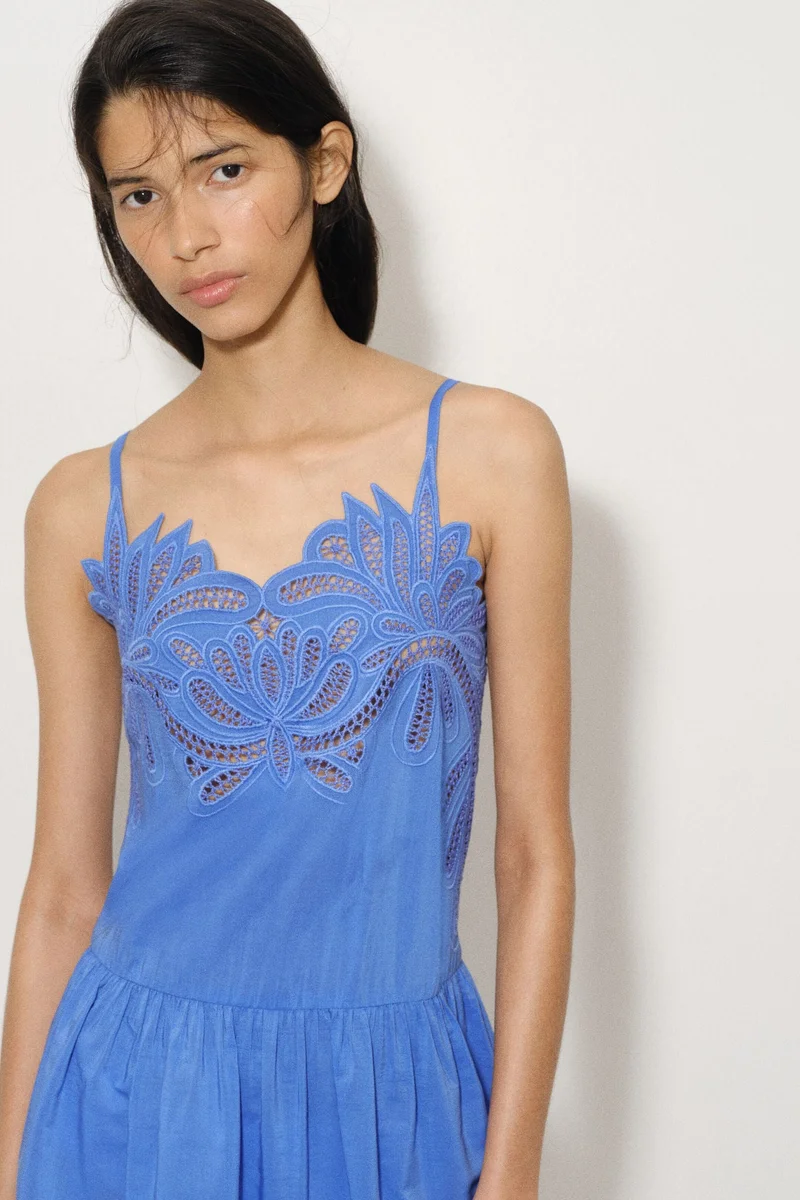 Embroidered strappy dress