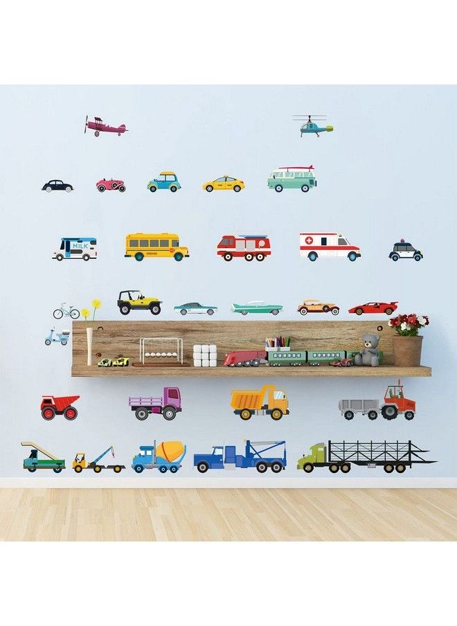 decalmile - Cars Wall Stickers Transports Kids Room Wall Decor Peel And Stick Wall Decals For Boys Children Room Nursery Bedroom Classroom - Image 1