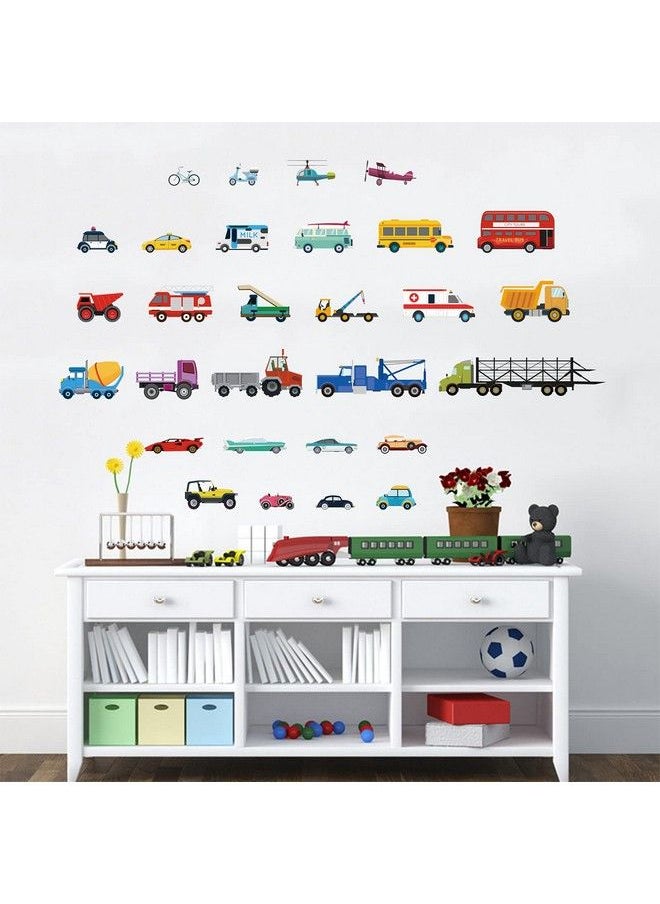 decalmile - Cars Wall Stickers Transports Kids Room Wall Decor Peel And Stick Wall Decals For Boys Children Room Nursery Bedroom Classroom - Image 1