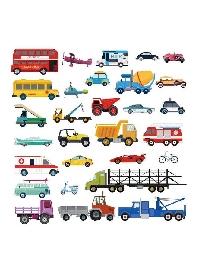 decalmile - Cars Wall Stickers Transports Kids Room Wall Decor Peel And Stick Wall Decals For Boys Children Room Nursery Bedroom Classroom - Image 1