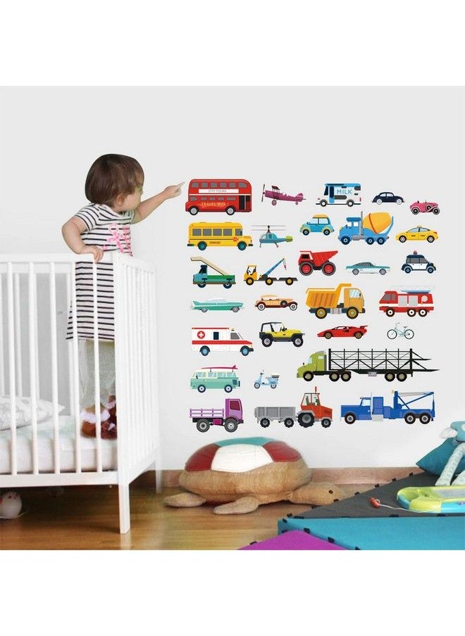 decalmile - Cars Wall Stickers Transports Kids Room Wall Decor Peel And Stick Wall Decals For Boys Children Room Nursery Bedroom Classroom - Image 1