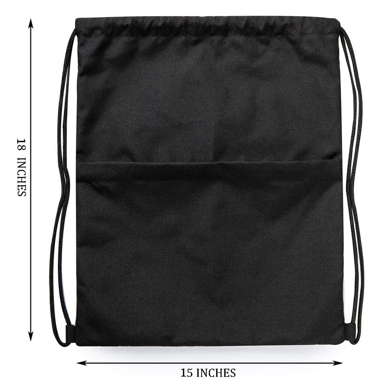 Vorspack Drawstring Backpack Water Resistant String Bag Sports Sackpack Gym Sack with Side Pocket for Men Women - Black - Image 2