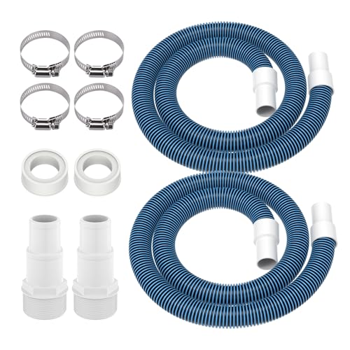 Pokin 1 1/2" Swimming Pool Filter Hose Replacement Kit,Universal 1.25/1.5 Inch Hose Adapter & 1.5"Pool Vacuum Hose for Above Ground Pool,2 Pack 6 Feet Replacement Hose Suitable for Pump - Filter - Heater - Image 1