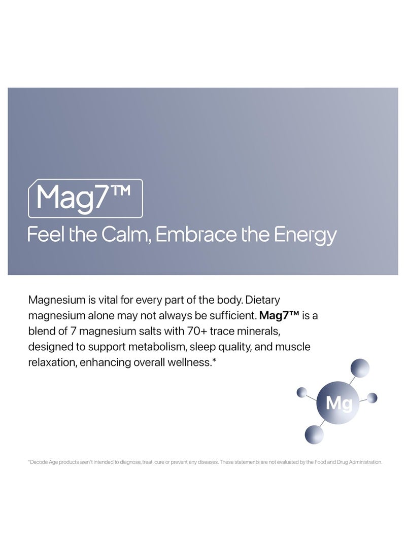 Decode Age Mag7 Magnesium Supplement 99% Pure Strong Bones 60 Vegan Capsules - Image 1