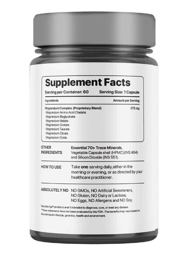 Decode Age Mag7 Magnesium Supplement 99% Pure Strong Bones 60 Vegan Capsules - Image 2