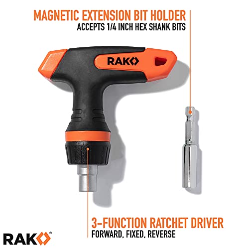 RAK Universal Socket Tool - Birthday Gifts for Men - Set of 15, 1/4-to-3/4-inch Wrench Grip, T-Handle Ratchet Driver, 10 Screwdriver Bits - Gifts for men, Husband, Handyman - Image 5