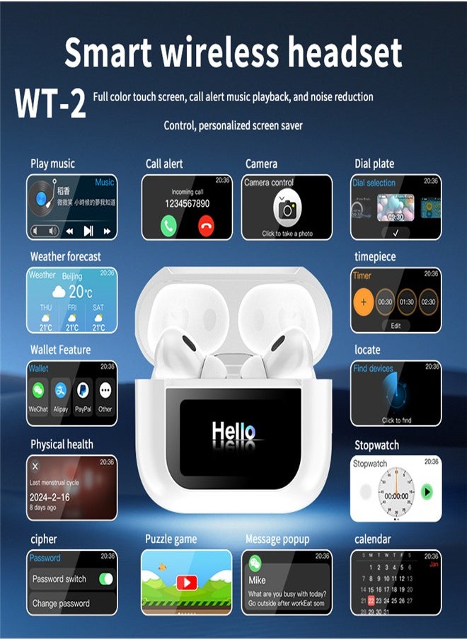 FereFit - Five-Generation Noise-Canceling Bluetooth Headphones with Long Battery Life, LCD Wireless Intelligent Touch, WT-2 for Apple and Android - Image 1