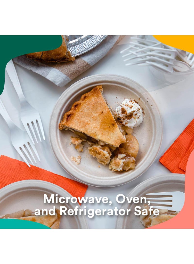 Sweet seven أطباق ورقية صديقة للبيئة 6 بوصة [100 عبوة] - أطباق حفلات صغيرة قابلة للتصرف، أطباق زفاف قابلة للتحلل من قصب السكر - Image 4