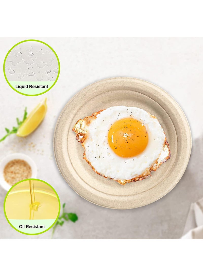 Sweet seven أطباق ورقية صديقة للبيئة 6 بوصة [100 عبوة] - أطباق حفلات صغيرة قابلة للتصرف، أطباق زفاف قابلة للتحلل من قصب السكر - Image 5