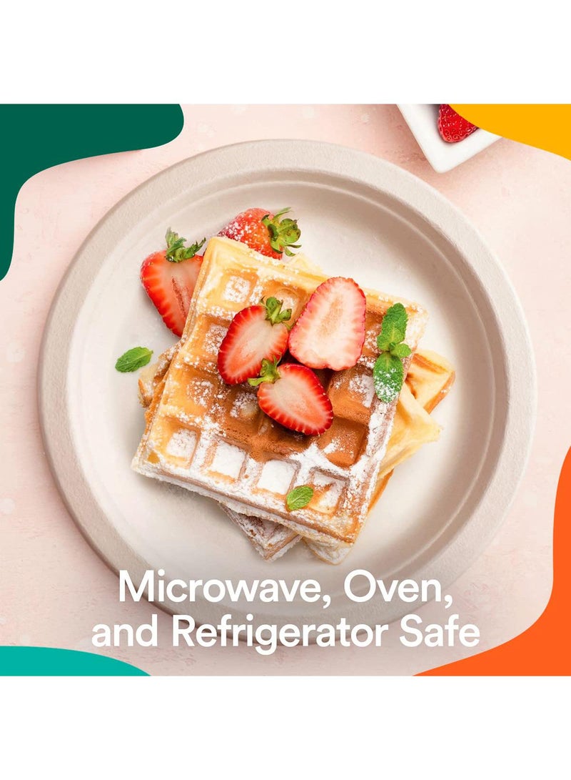 Sweet seven أطباق ورقية صديقة للبيئة 6 بوصة [100 عبوة] - أطباق حفلات صغيرة قابلة للتصرف، أطباق زفاف قابلة للتحلل من قصب السكر - Image 3