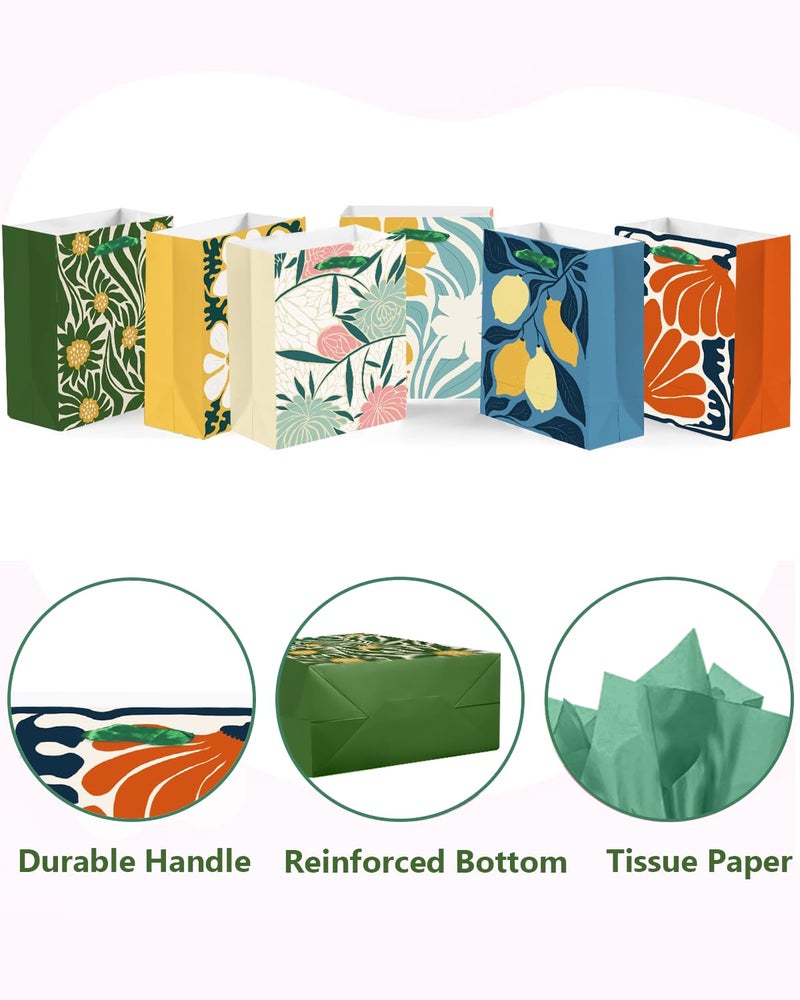 qiqee Clash Flowers Paper Gift Bags with Tissue Paper Handles 12PCS 2.4"x4.7"x6.3" Small Sizeï¼ˆ12pcs Bags +24pcs Tissue Paper ï¼‰ - Image 3