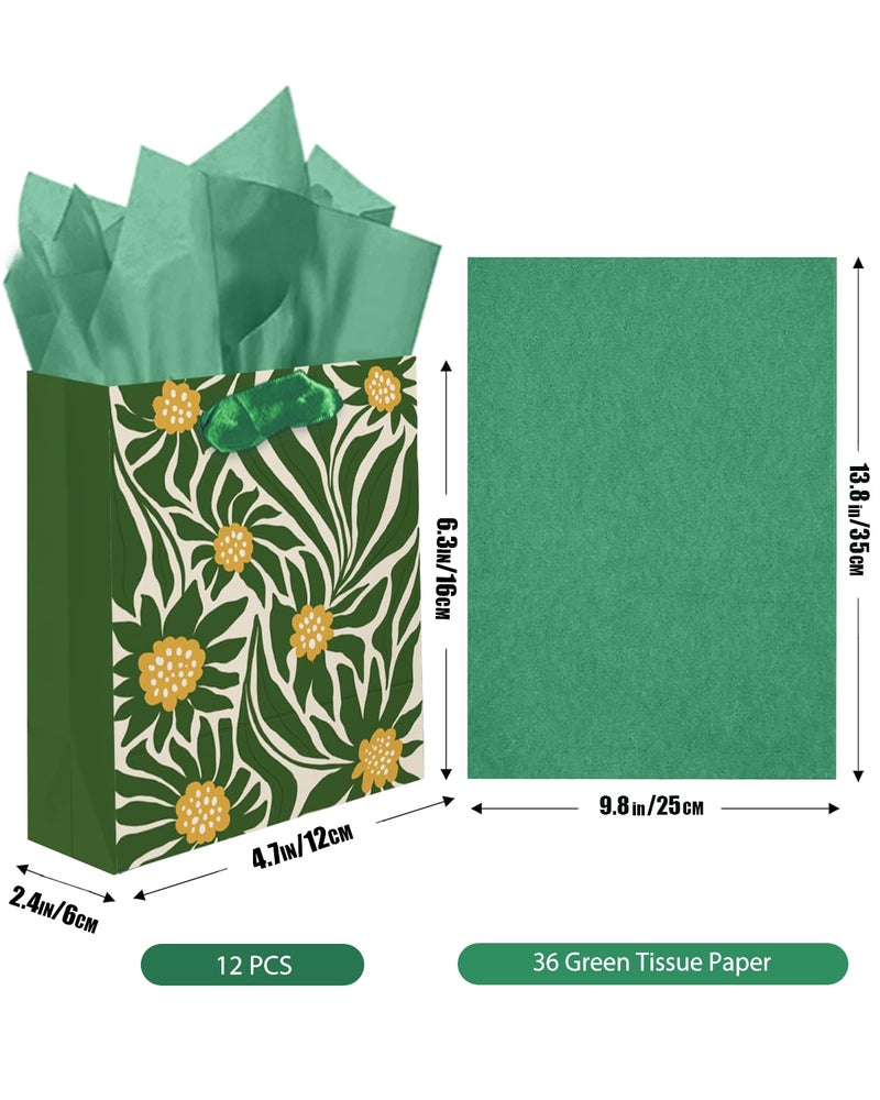 qiqee Clash Flowers Paper Gift Bags with Tissue Paper Handles 12PCS 2.4"x4.7"x6.3" Small Sizeï¼ˆ12pcs Bags +24pcs Tissue Paper ï¼‰ - Image 4