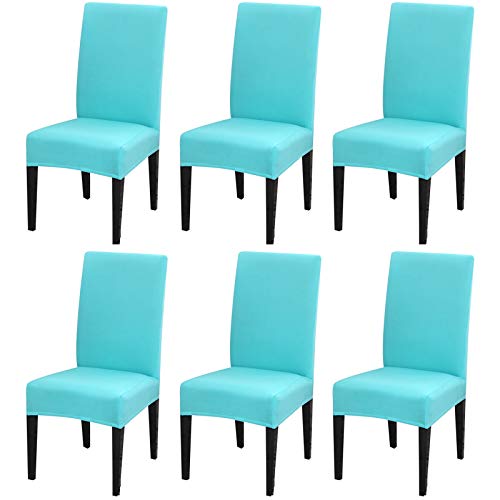 Dimatic 6 Pack Dining Chair Covers, Stretch Spandex Removable Washable Protector Chair Slipcovers for Dining Room Kitchen Hotel (Sky Blue) - Image 1