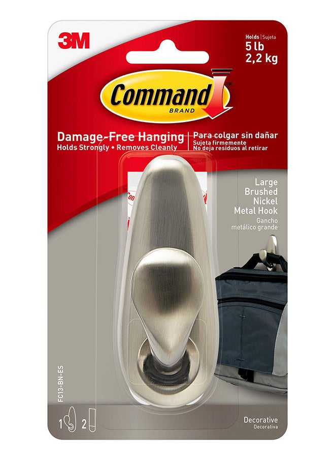 Command - Command FC13-BN Forever Classic Hook, Large, Holds 2.2 Kg. each hook, Bronze color. 1 hook and 2 strips/pack - Image 1