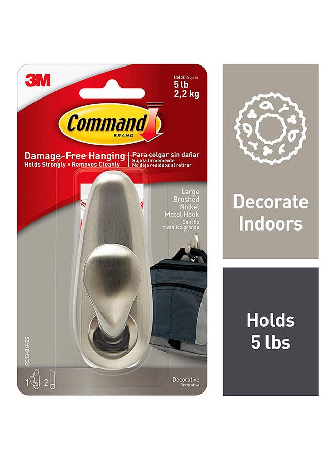 Command - Command FC13-BN Forever Classic Hook, Large, Holds 2.2 Kg. each hook, Bronze color. 1 hook and 2 strips/pack - Image 1