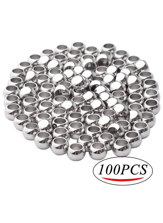 Aylifu 100Pcs Round Spacer Beads 304 Stainless Steel Seamless Smooth Rondelle Spacers Loose Beads For Diy Bracelet Necklace Jewelry Making Crafting(5×3.3Mm Hole: 3Mm) - Image 2