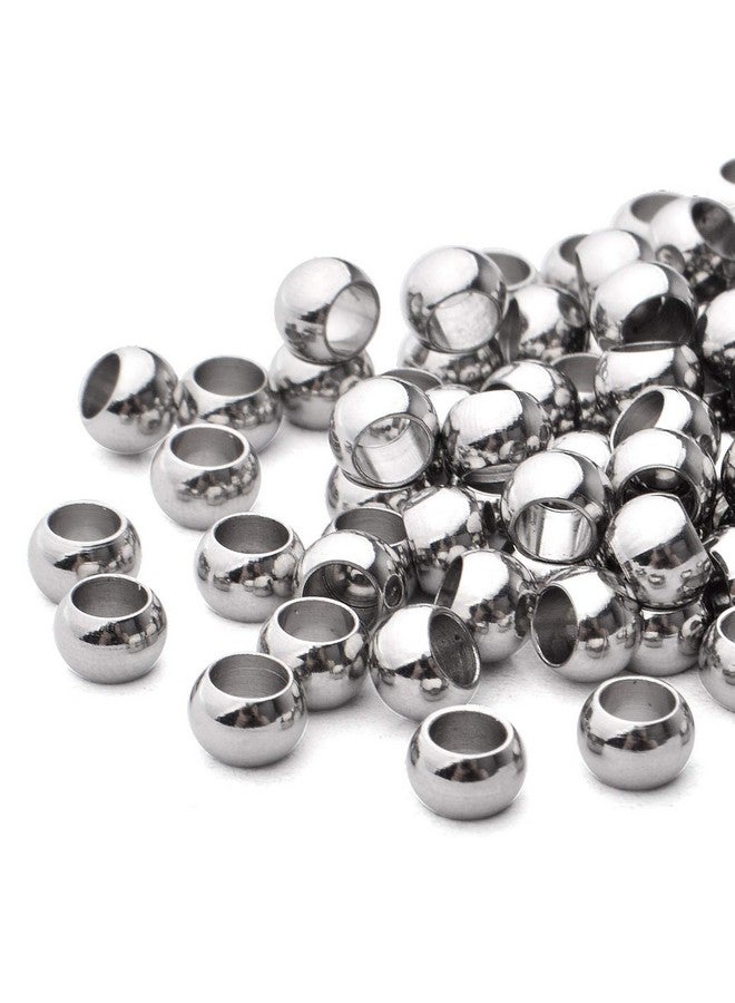 Aylifu 100Pcs Round Spacer Beads 304 Stainless Steel Seamless Smooth Rondelle Spacers Loose Beads For Diy Bracelet Necklace Jewelry Making Crafting(5×3.3Mm Hole: 3Mm) - Image 4