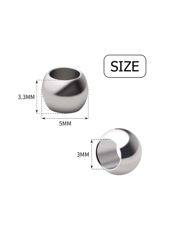 Aylifu 100Pcs Round Spacer Beads 304 Stainless Steel Seamless Smooth Rondelle Spacers Loose Beads For Diy Bracelet Necklace Jewelry Making Crafting(5×3.3Mm Hole: 3Mm) - Image 3