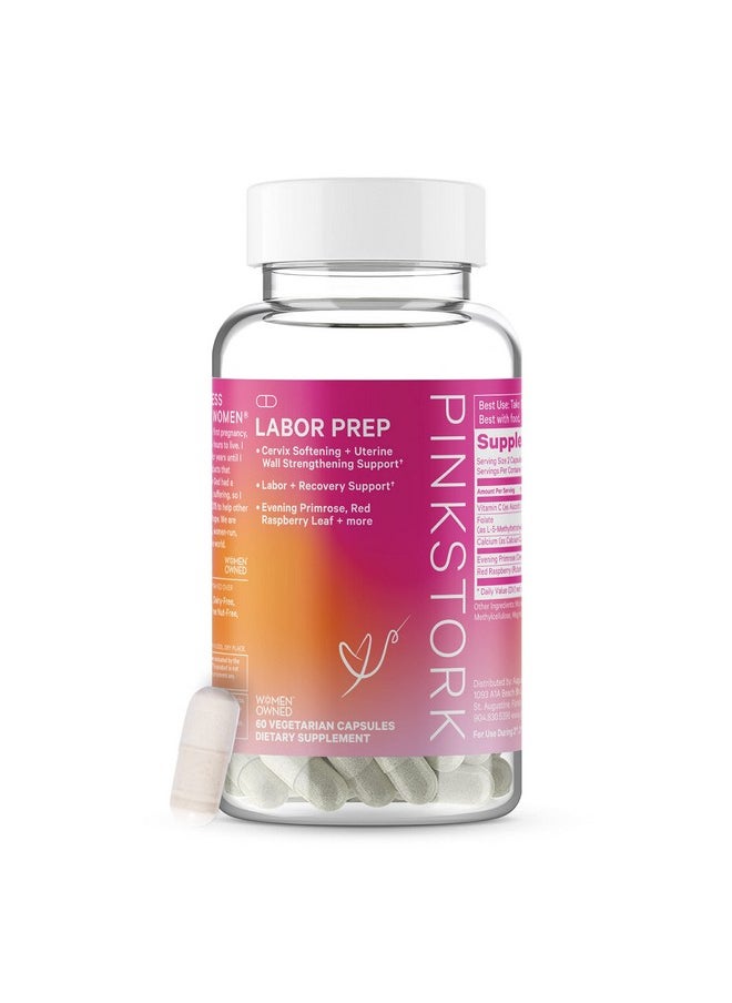 Pink Stork Labor Prep Supplement With Red Raspberry Leaf Evening Primrose Oil And Folate Pregnancy Must Haves For Labor And Delivery Postpartum Essentials 60 Capsules  - Image 1