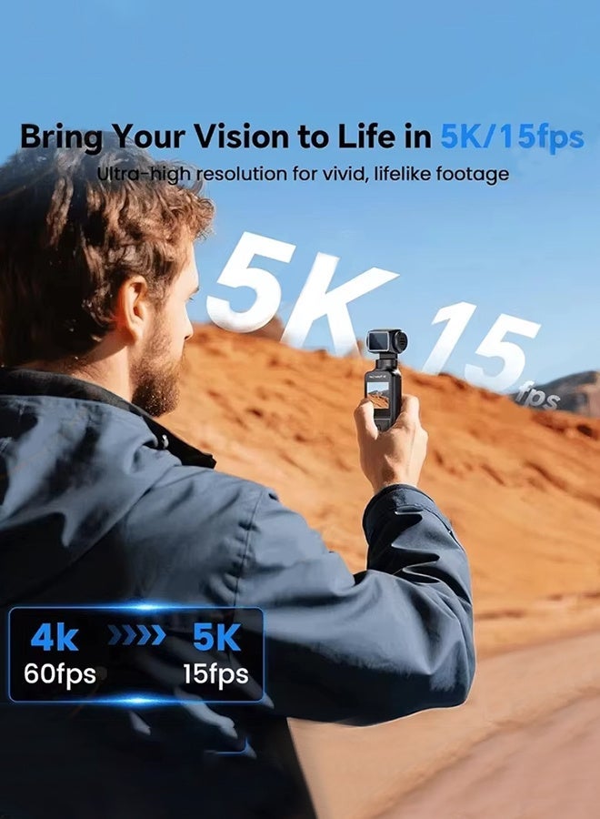 Body Camera 5K with External Microphone, 1.69" Screen, Mini Video & Audio Pocket Cam 270° Rotation Camera for Outdoor Sport, Bike, Travel, Police Law Enforcement, Personal Civilians, 128GB Included - Image 3