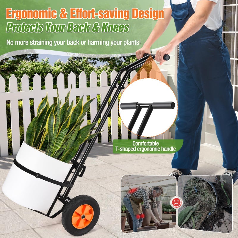 AugFir Plant Caddy with Wheels, Heavy Duty Plant Dolly Cart with Adjustable Grabbing Arm and Suction Cups for Plant Pots, Garden Pot Mover Trolley Cart with Strap, Ideal for Indoor and Outdoor Use, Black - Image 3