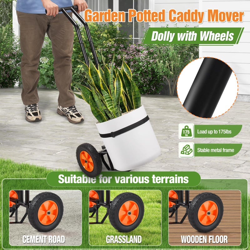 AugFir Plant Caddy with Wheels, Heavy Duty Plant Dolly Cart with Adjustable Grabbing Arm and Suction Cups for Plant Pots, Garden Pot Mover Trolley Cart with Strap, Ideal for Indoor and Outdoor Use, Black - Image 2