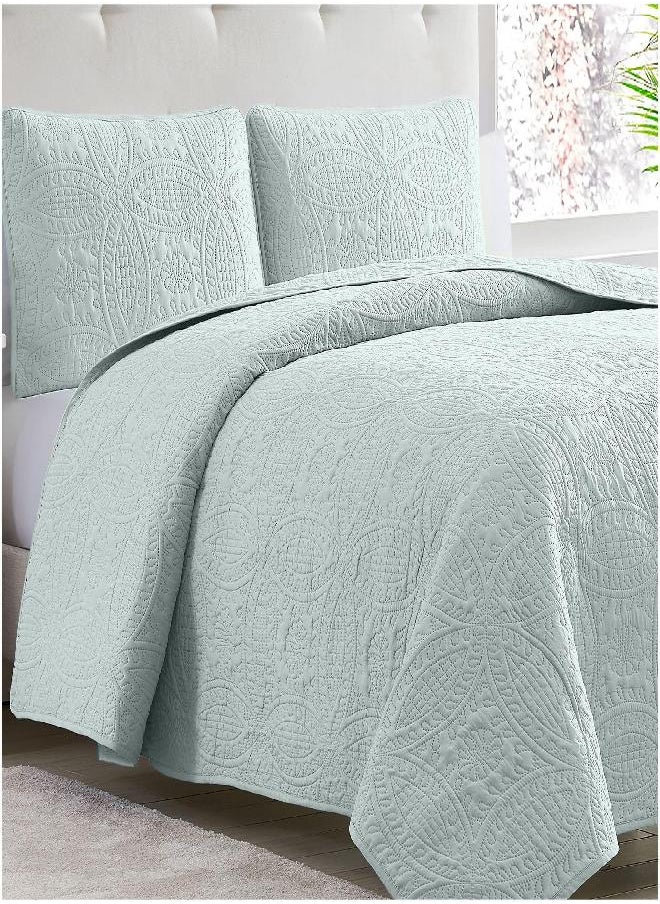 mellanni - Mellanni Full/Queen Size Bedspread Coverlet Set - Bedding Cover with Shams - Ultrasonic Quilting Technology - 3 Piece Oversized Quilt Set - Bedspreads & Coverlets (Full/Queen, Spa Mint) - Image 1