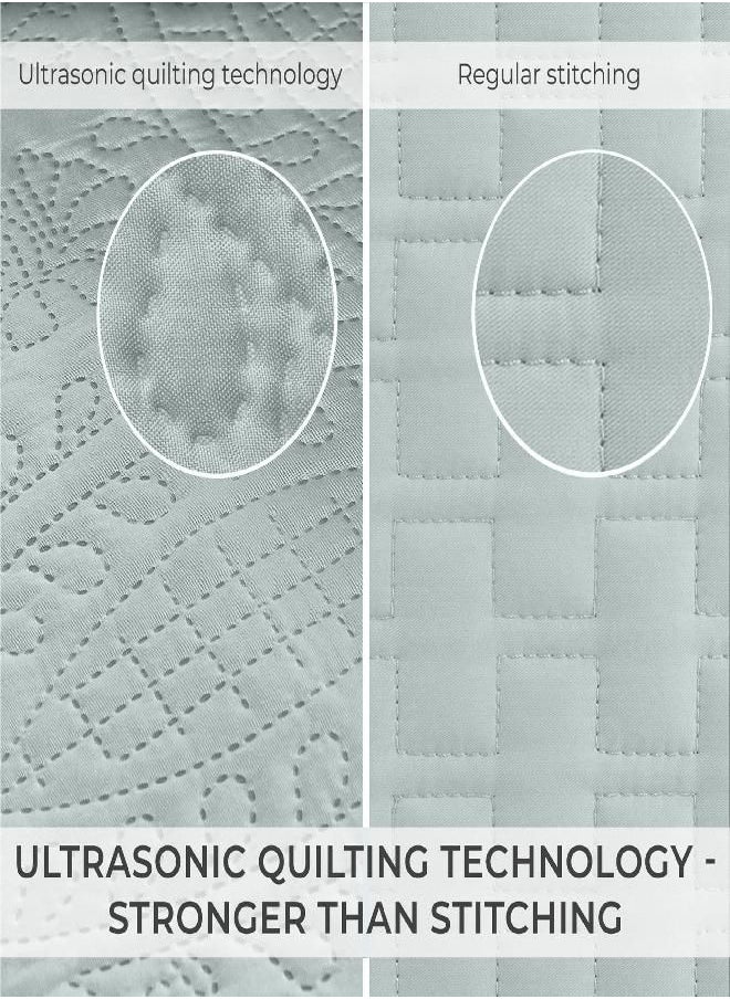 mellanni - Mellanni Full/Queen Size Bedspread Coverlet Set - Bedding Cover with Shams - Ultrasonic Quilting Technology - 3 Piece Oversized Quilt Set - Bedspreads & Coverlets (Full/Queen, Spa Mint) - Image 1