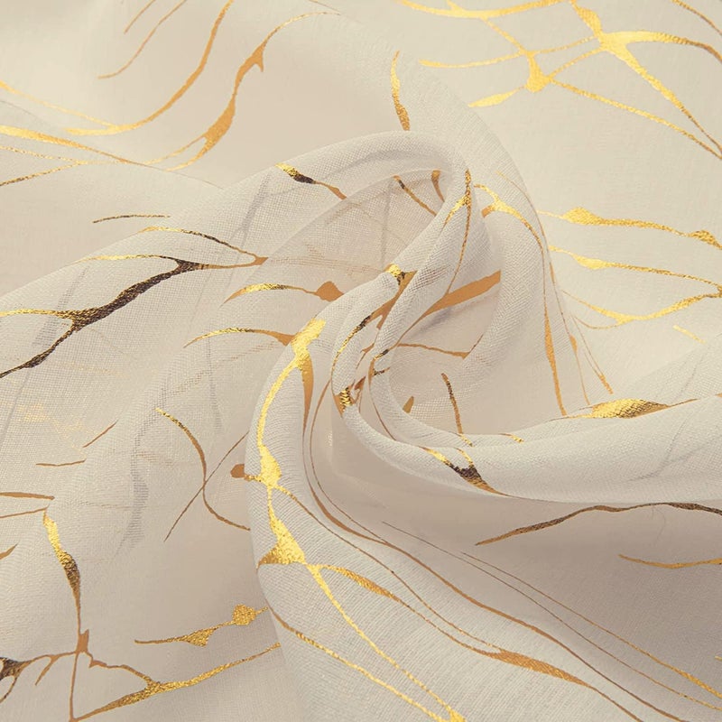 Deeprove الستائر الشفافة العميقة 72 بوصات ، فرع شجرة ذهبية طويلة لغرفة نوم غرفة معيشة غرفة الطعام مجردة مجردة من الذهب الذهبي. - Image 3