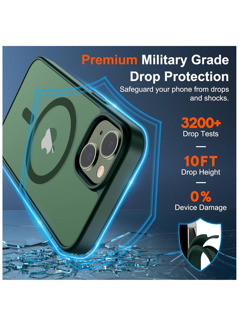 Denx Matte Magnetic case for iPhone 15 , High Grade Drop Protection with Shockproof Strip, Translucent Matte Back Phone Case (Green) - Image 3