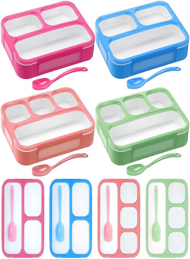 STHITI Lunch Boxes Leak Proof 4 Compartment with Accessories, Utensils Food Containers with Spoon for Adults Kids to School Lunch Container, Microwave Tiffin Box for Office Man Women - Image 2