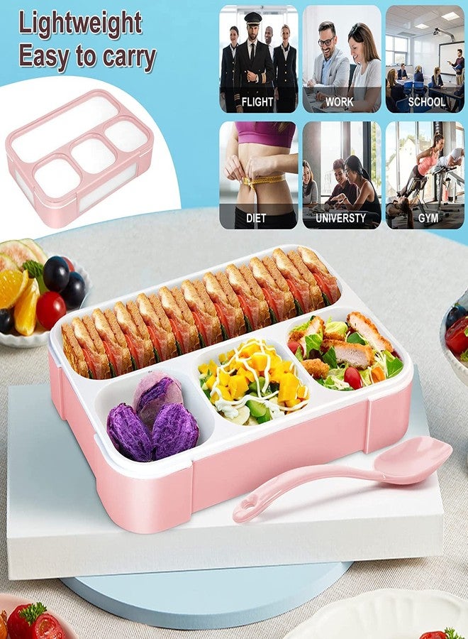 STHITI Lunch Boxes Leak Proof 4 Compartment with Accessories, Utensils Food Containers with Spoon for Adults Kids to School Lunch Container, Microwave Tiffin Box for Office Man Women - Image 3