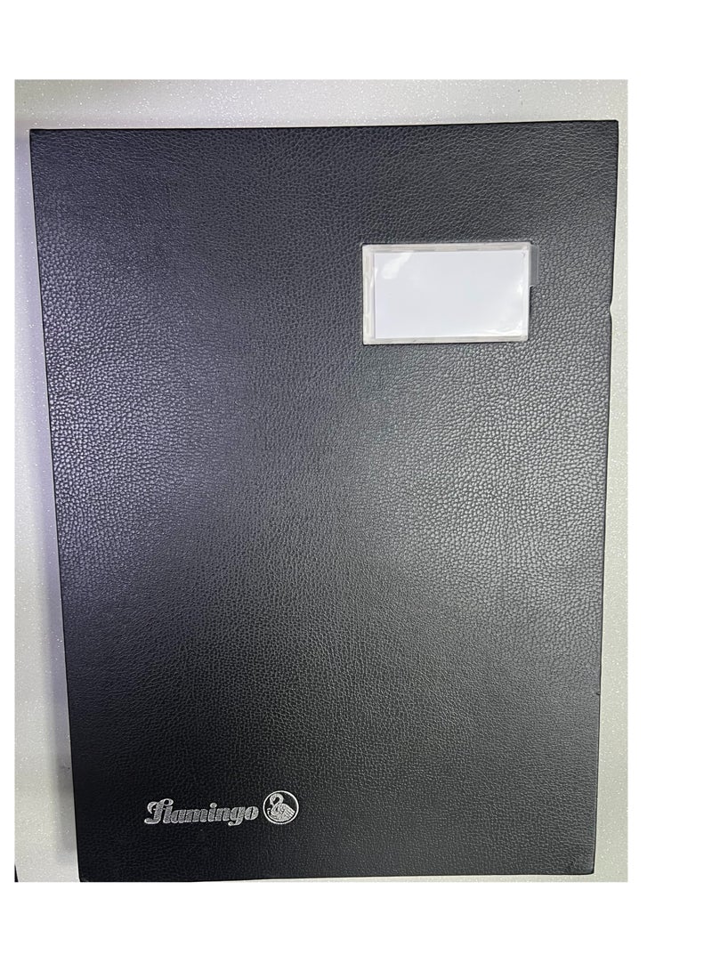 Flamingo Signature Book, Vinyl Material Cover, 12 Sheets (1-12), Black Color, 240 x 340 mm - Image 2
