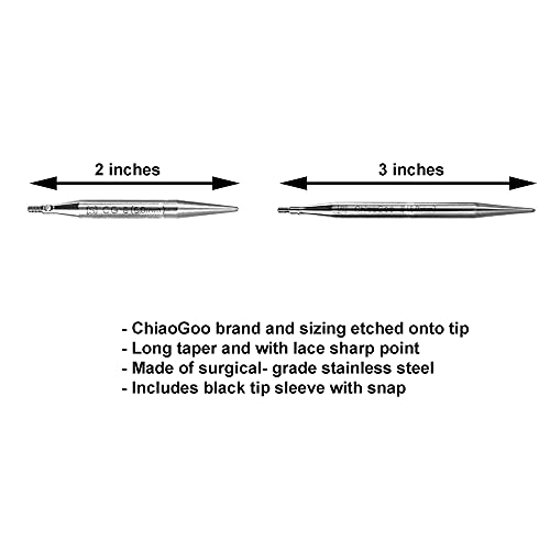 ChiaoGoo Twist Red Lace Shorties 2 & 3-Inch Large Blue 7230-S Interchangeable Knitting Needle Set, 10-Pairs Sizes US 4, 5, 6, 7, 8, Stainless Steel with 3 Cords with Project Bag - Image 4