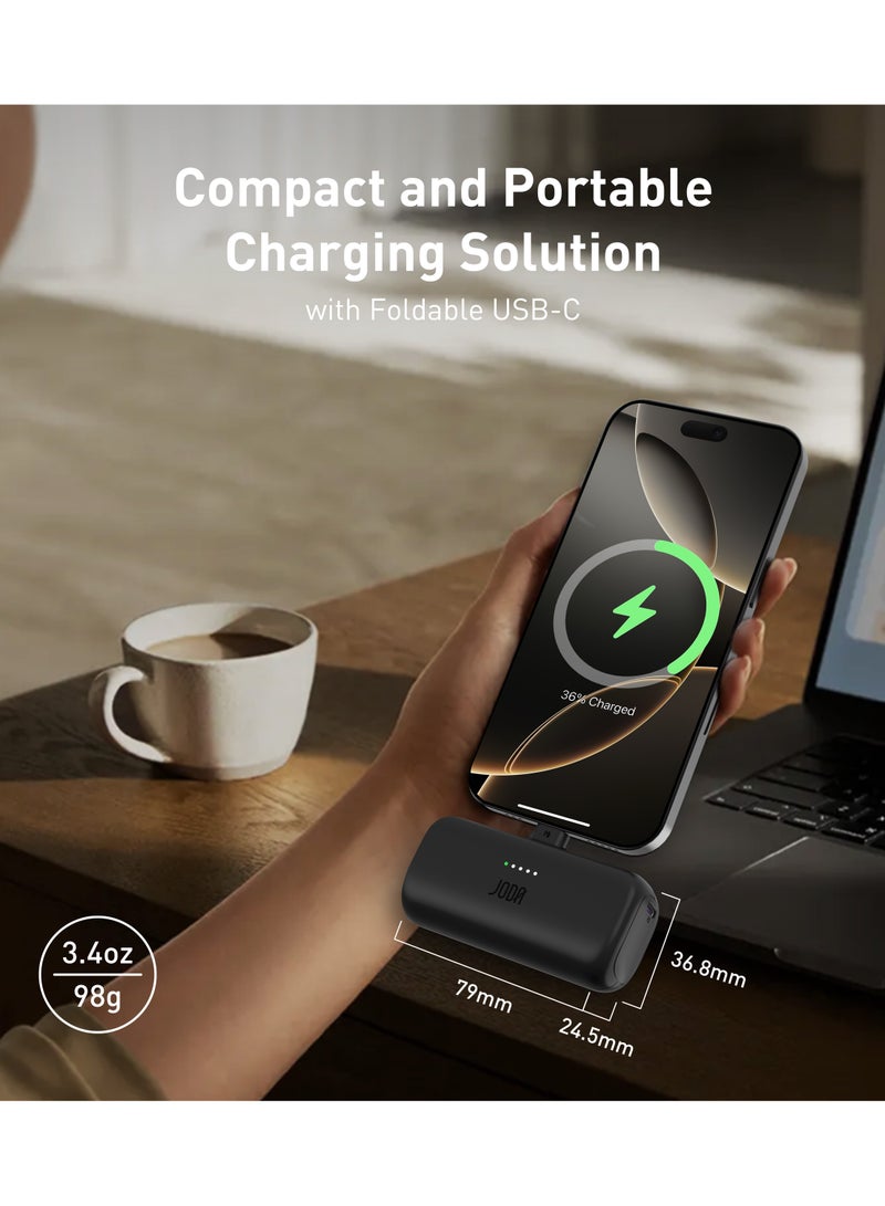 JODA PICO 5 5000mAh PD Power Bank with Foldable USB-C Connector – Ultra-Compact Portable Charger - Image 2