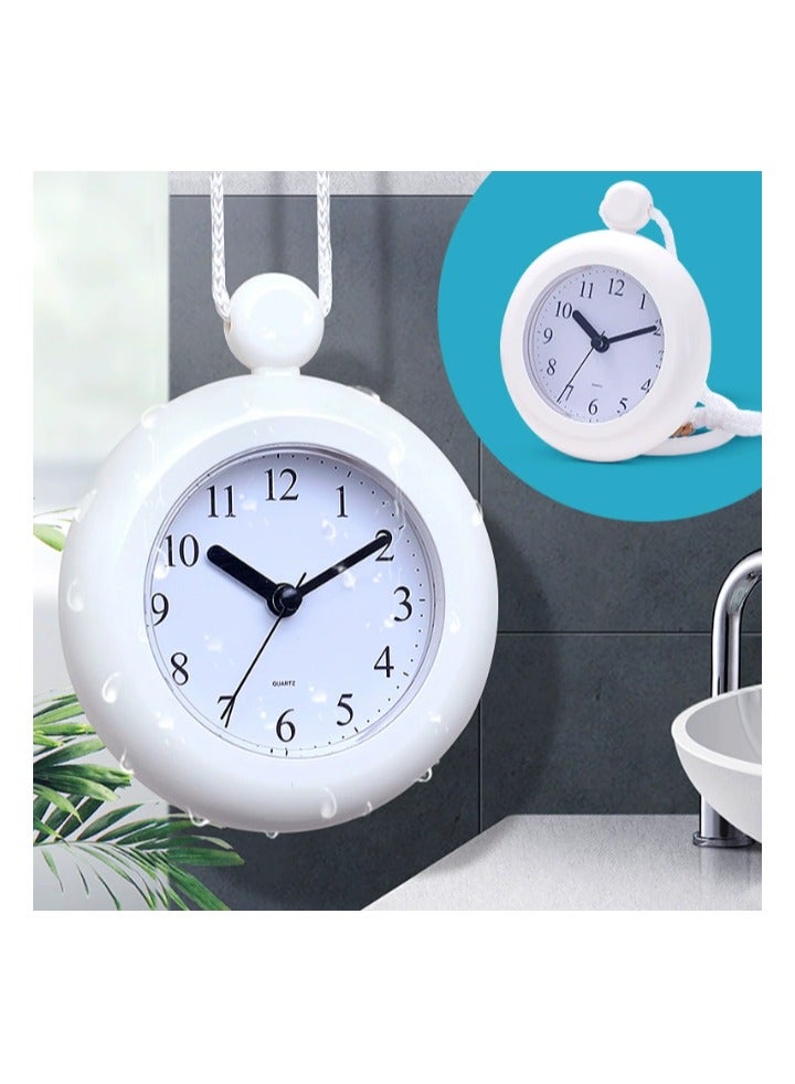 Bathroom Hanging Clock White Shower Wall Clock Water Resistant Clock Rope Hanging Waterproof Clock Small Digital Clock Bathroom with Easy Reading Clock Face for Bathroom Pool Supplies  - Image 4