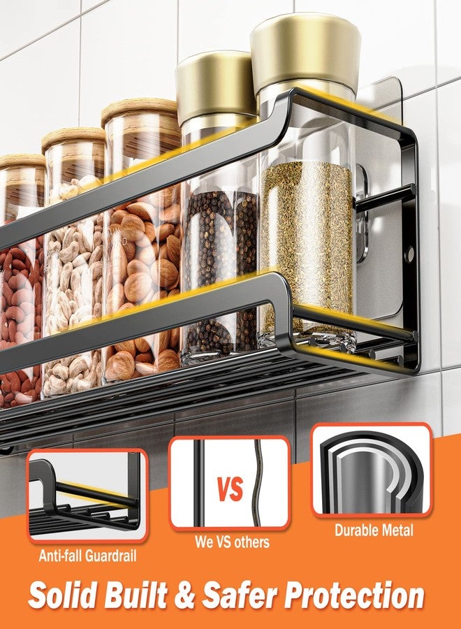 Bunoxea Wall Mounted Spice Rack, Space Saving Spice Organizer for Spice Jars and Spices, Hanging Screws or Glue, Hanging Spices, Kitchen Cabinet or - Image 4