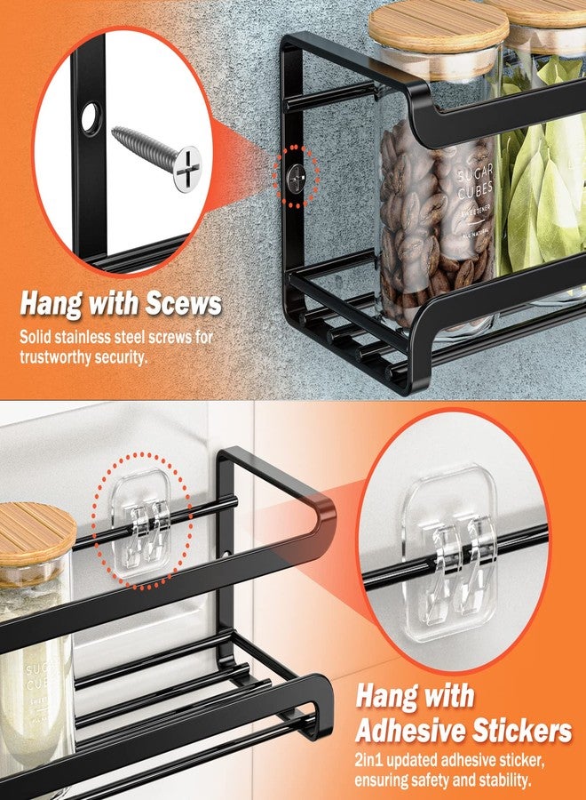 Bunoxea Wall Mounted Spice Rack, Space Saving Spice Organizer for Spice Jars and Spices, Hanging Screws or Glue, Hanging Spices, Kitchen Cabinet or - Image 3