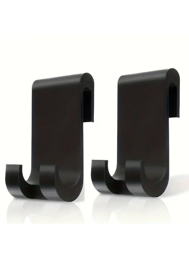 2pcs Black S Shape Hooks No Damage Door Hanger For Kitchen Bathroom Towel Storage - Image 1