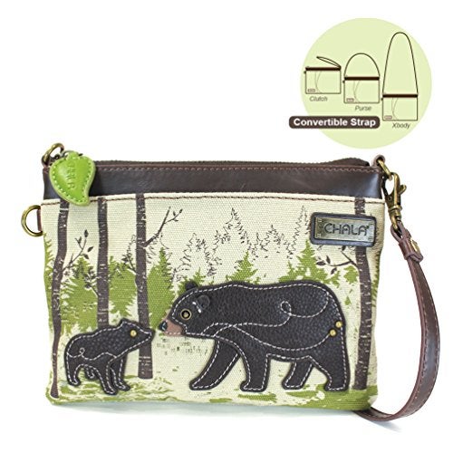 Chala Safari Animal Canvas Crossbody Cell Phone Purse with Adjustable Strap (Mama Bear and Baby) - Image 3
