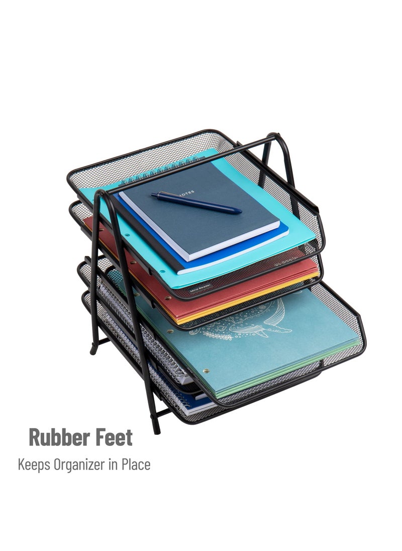 Desk Organizer with 5 Sliding Trays for Letters, Documents, Mail, Files, Paper, Black