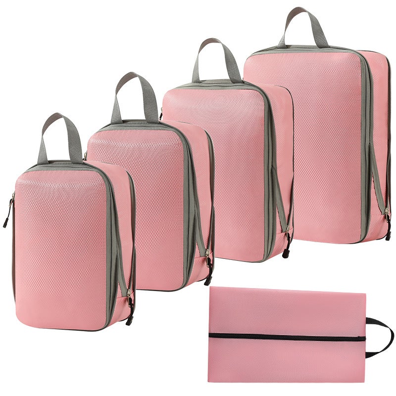 7-Piece Travel Organizer Compression SetThree-piece set + s + shoe bag (pink five-piece set) Three-piece set + s + shoe bag (pink five-piece set)
