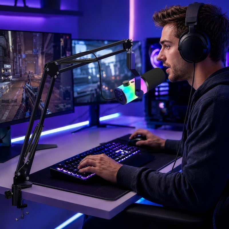 XLR USB Dynamic Microphone with RGB Light, Volume Control, Mute Button, Headphone Monitoring Jack. Compatible with Mixers, Sound Cards, MAC, PC - Image 4
